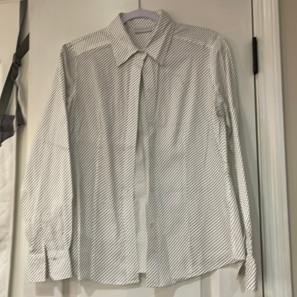 New York and Company tailored blouse black and white size small